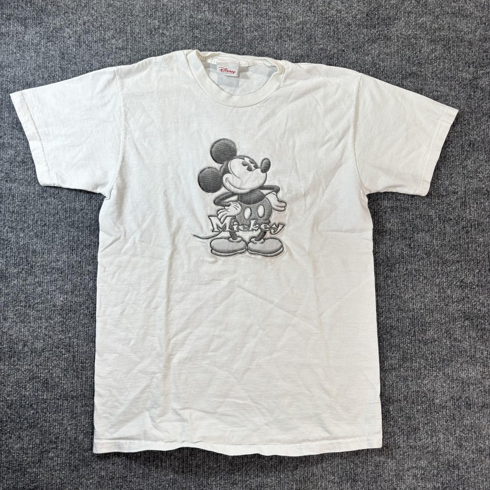 Vintage Disney Store Shirt Mens Medium White Mickey Mouse Graphic Cartoon USA